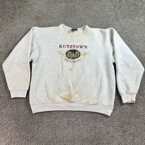 VINTAGE Kutztown Golden Bears Sweatshirt Mens XL Gray DAD Embroidered FLAW